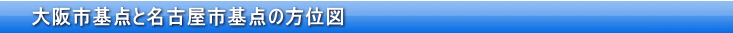 大阪市基点と名古屋市基点の方位図
